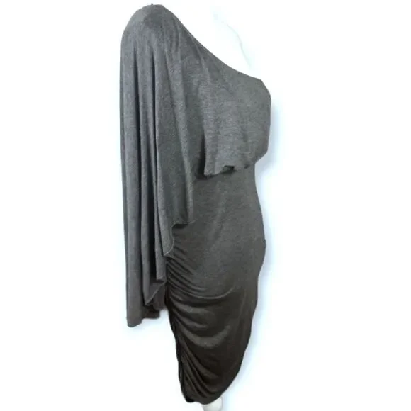 GRAY ONE SHOULDER DRESS SZ.M EUC - Picture 4 of 5